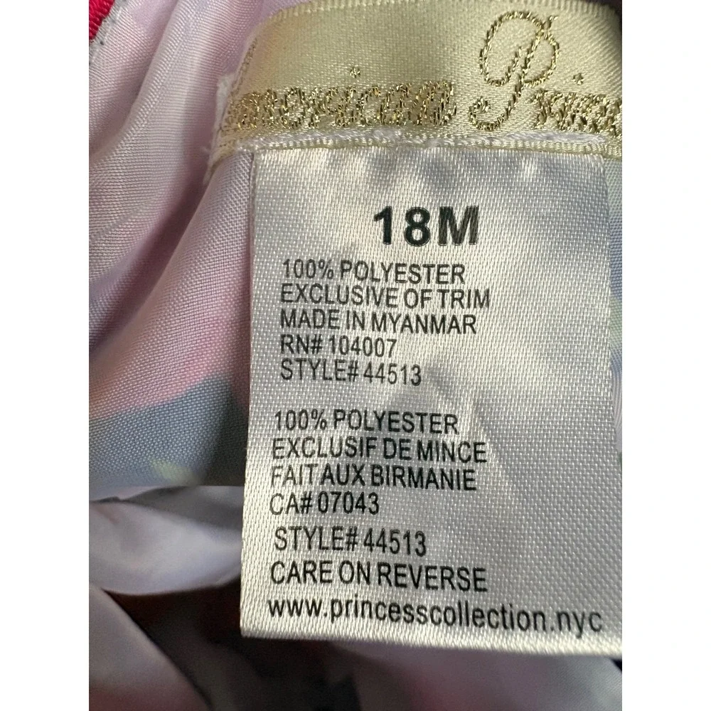 American Princess Baby Girls Navy Pink Floral Rose Dress Satin Sash 18M 44513
